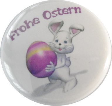 Frohe Ostern Button süsser Hase Osterei